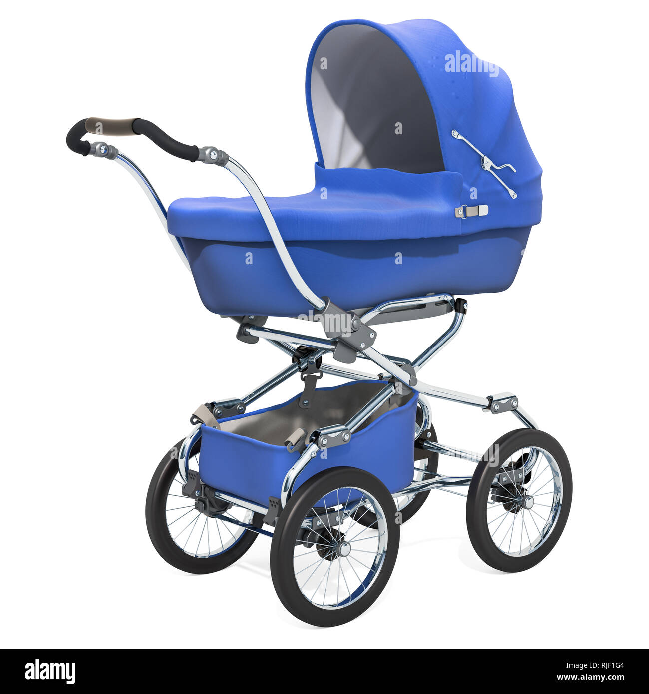 Blue Baby Carriage, 3D rendering isolated on white background Stock ...