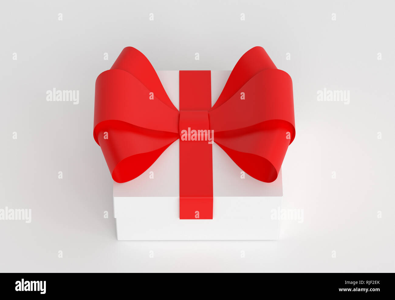 Gift box. White carton with red ribbon. 3D illustration Stock Photo - Alamy