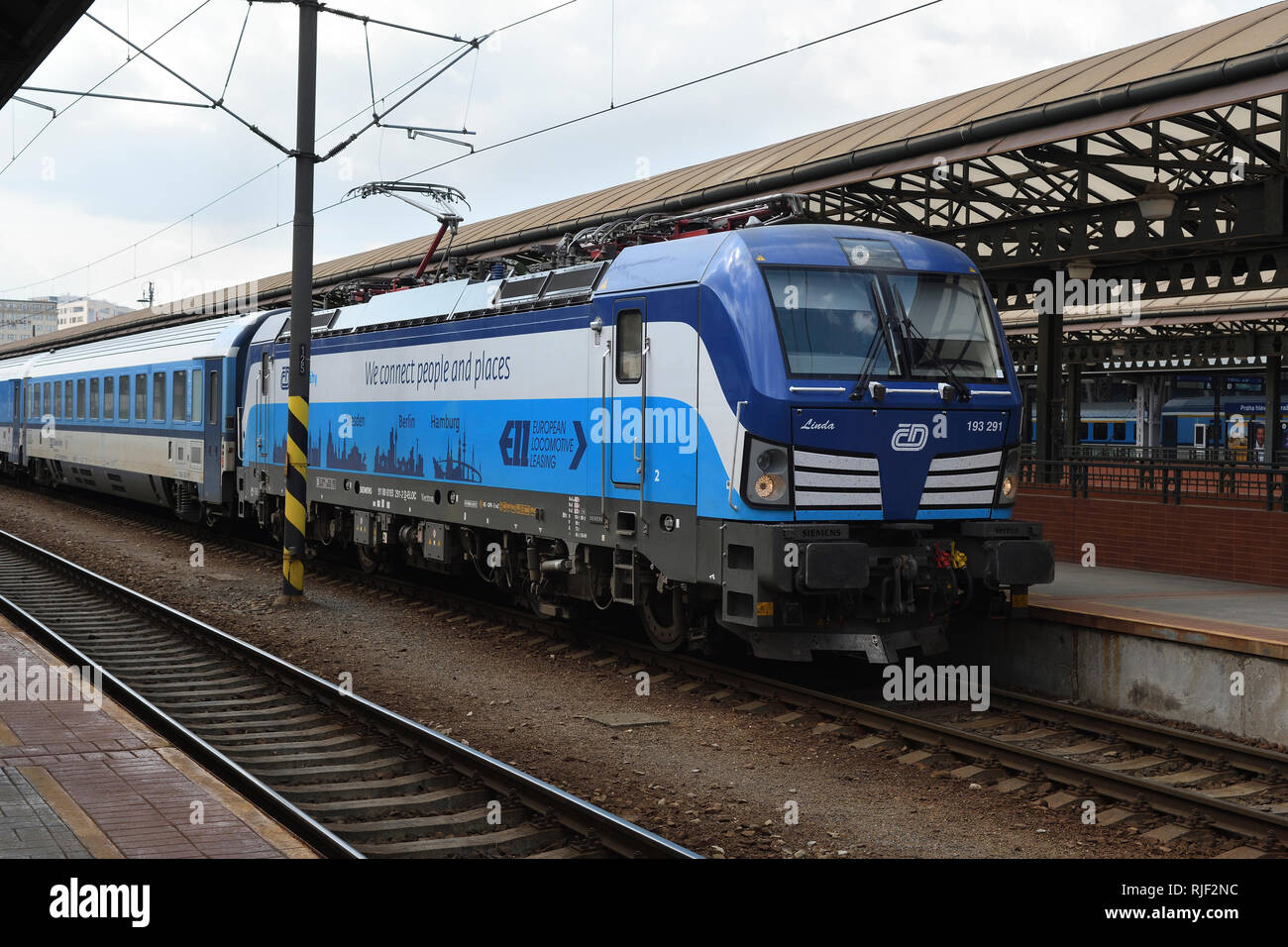class 193;electric locomotive;CD;prague main;czech republic Stock Photo