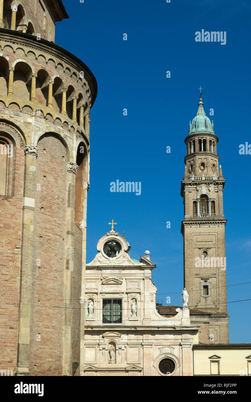 the baroque church of Saint John the Evangelist and part of Duomo (cathedral) on left, Parma, Emilia Romagna, Italy Stock Photo