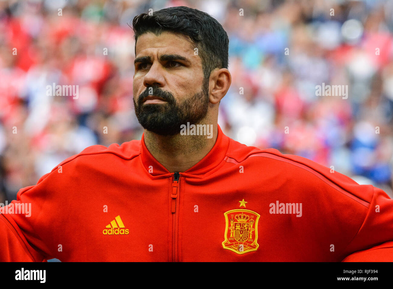 Moscow, Russia - July 1, 2018. Spain national football team striker Diego Costa before FIFA World Cup 2018 Round of 16 match Spain vs Russia. Stock Photo