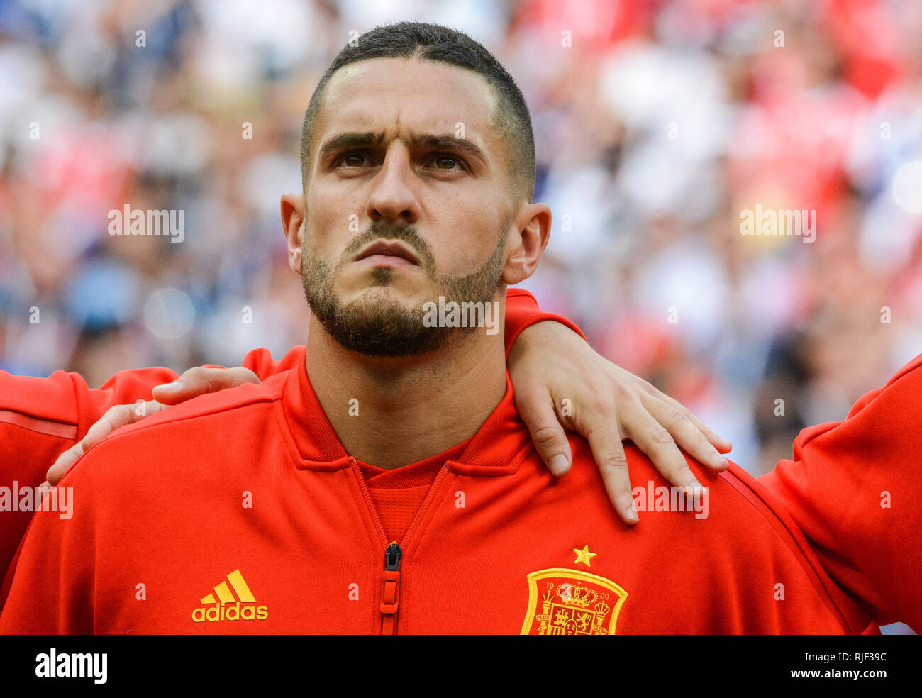 Moscow, Russia - July 1, 2018. Spain national football team midfielder Koke before FIFA World Cup 2018 Round of 16 match Spain vs Russia. Stock Photo