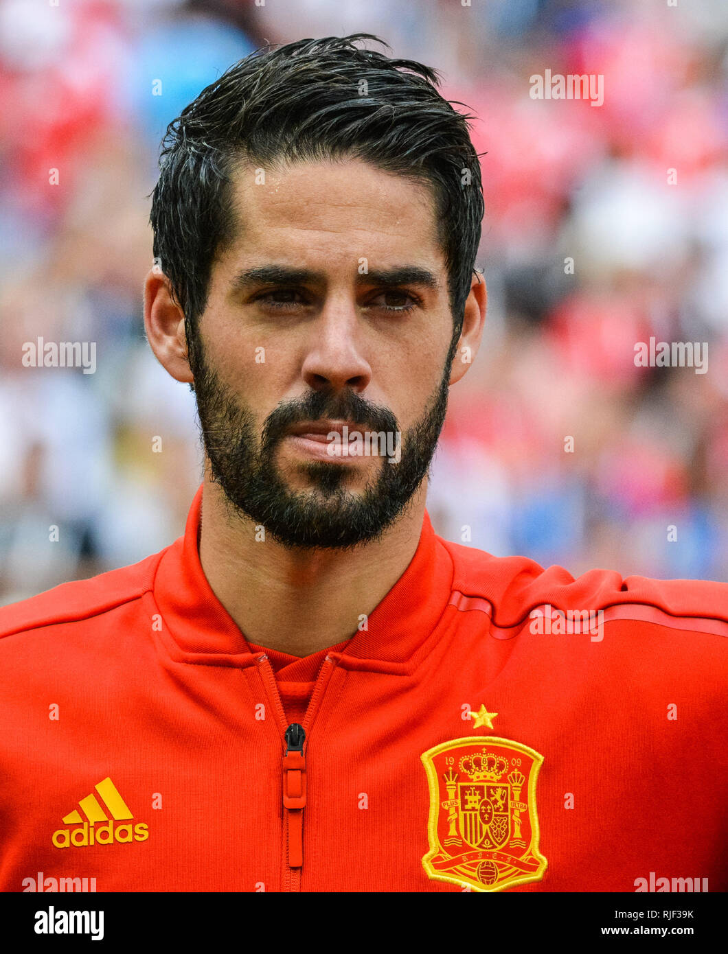 Moscow, Russia - July 1, 2018. Spain national football team midfielder Isco before FIFA World Cup 2018 Round of 16 match Spain vs Russia. Stock Photo