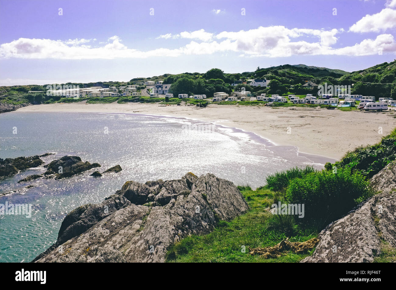 Irish campsite on the seafront with stunning beach Stock Photo Alamy