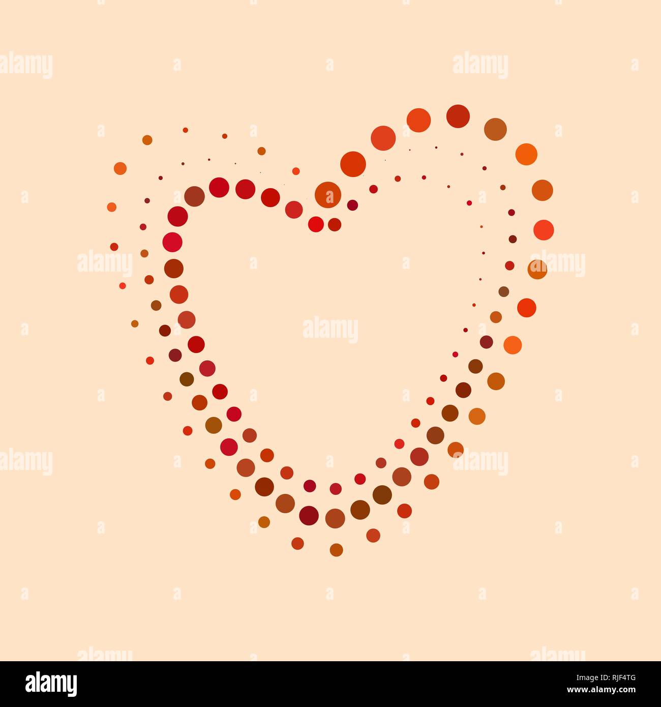 Vector heart shape from colored dots. Halftone effect. Stock Vector