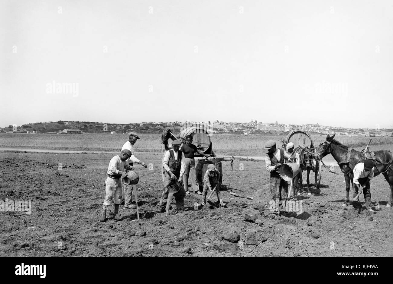plain manual irrigation, gela 1937 Stock Photo