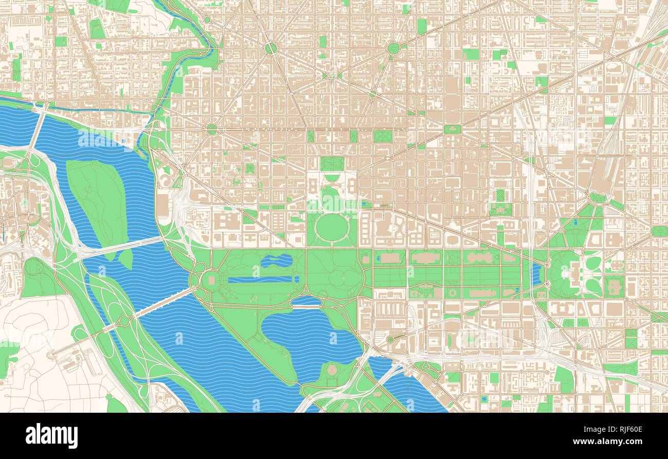 Washington D C Printable Map Excerpt This Vector Streetmap Of
