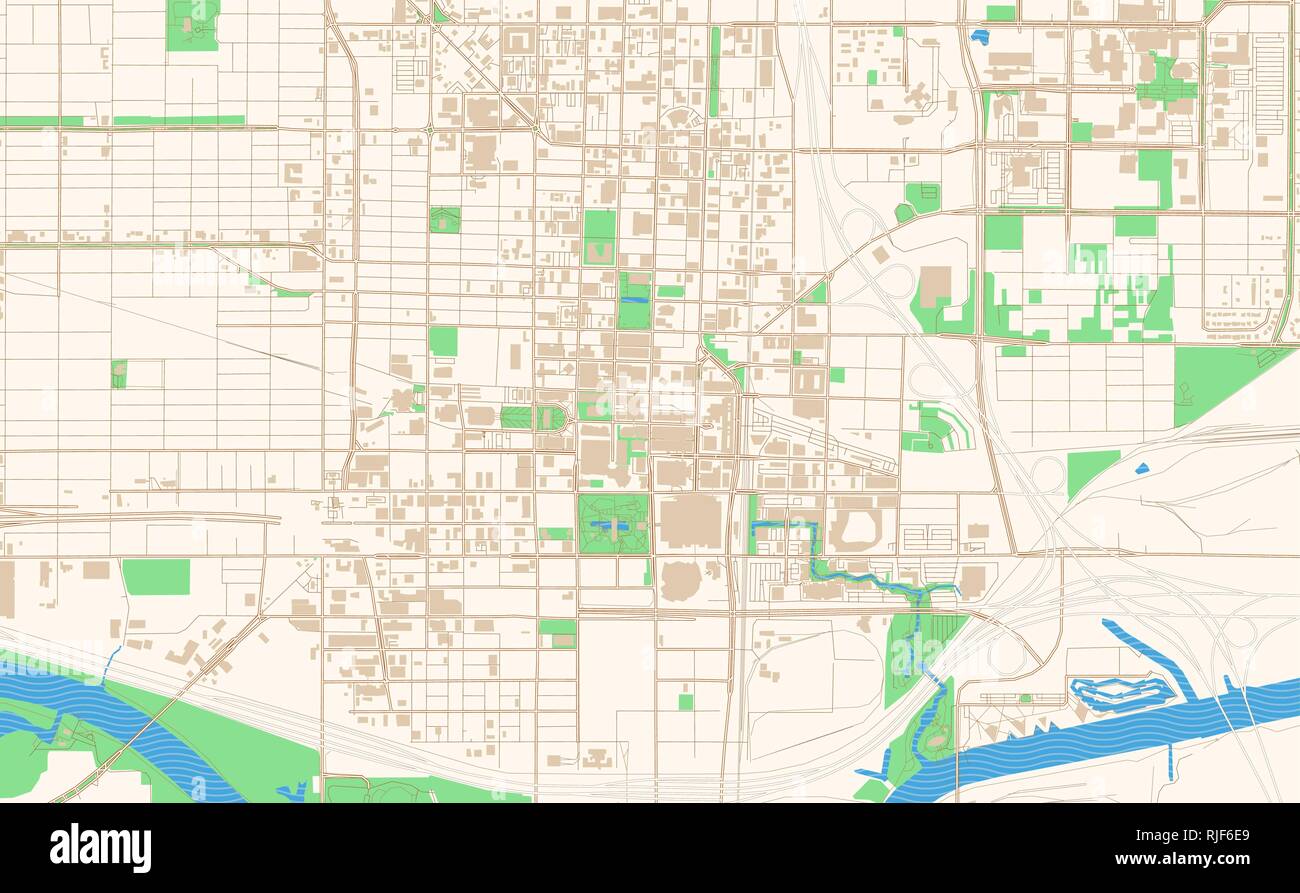 Oklahoma City Oklahoma printable map excerpt. This vector streetmap of ...