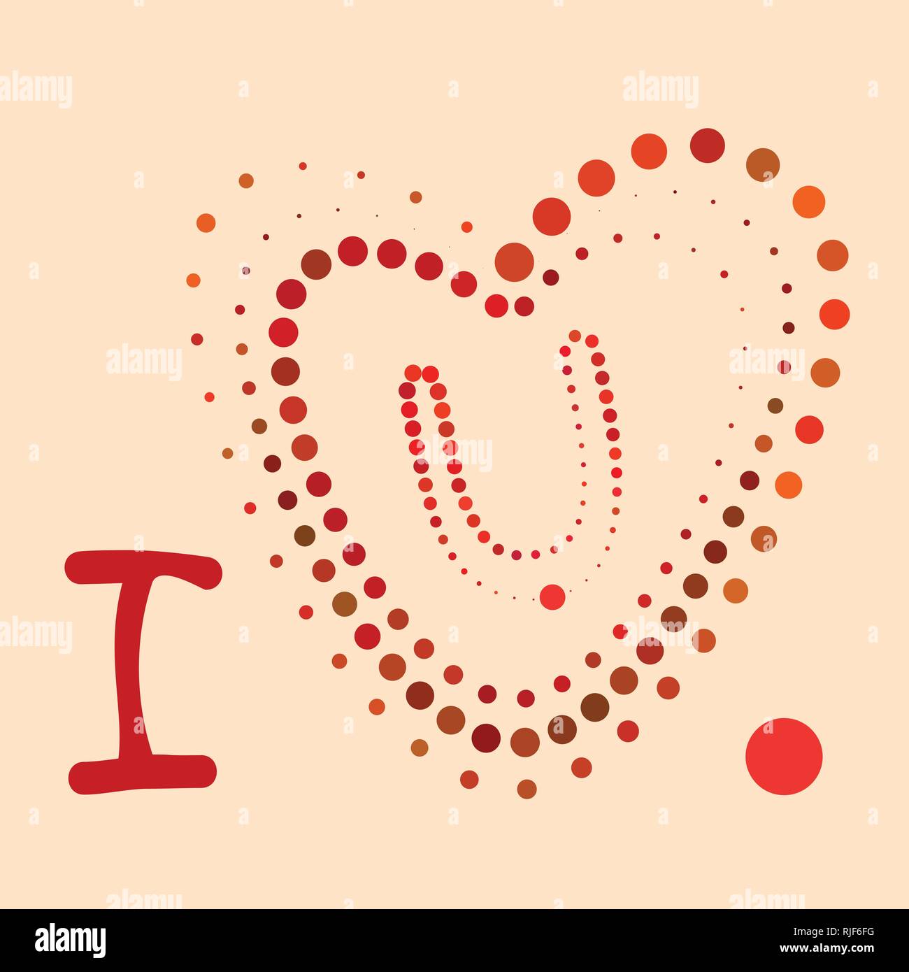 Vector heart shape from colored dots. Halftone effect. Stock Vector