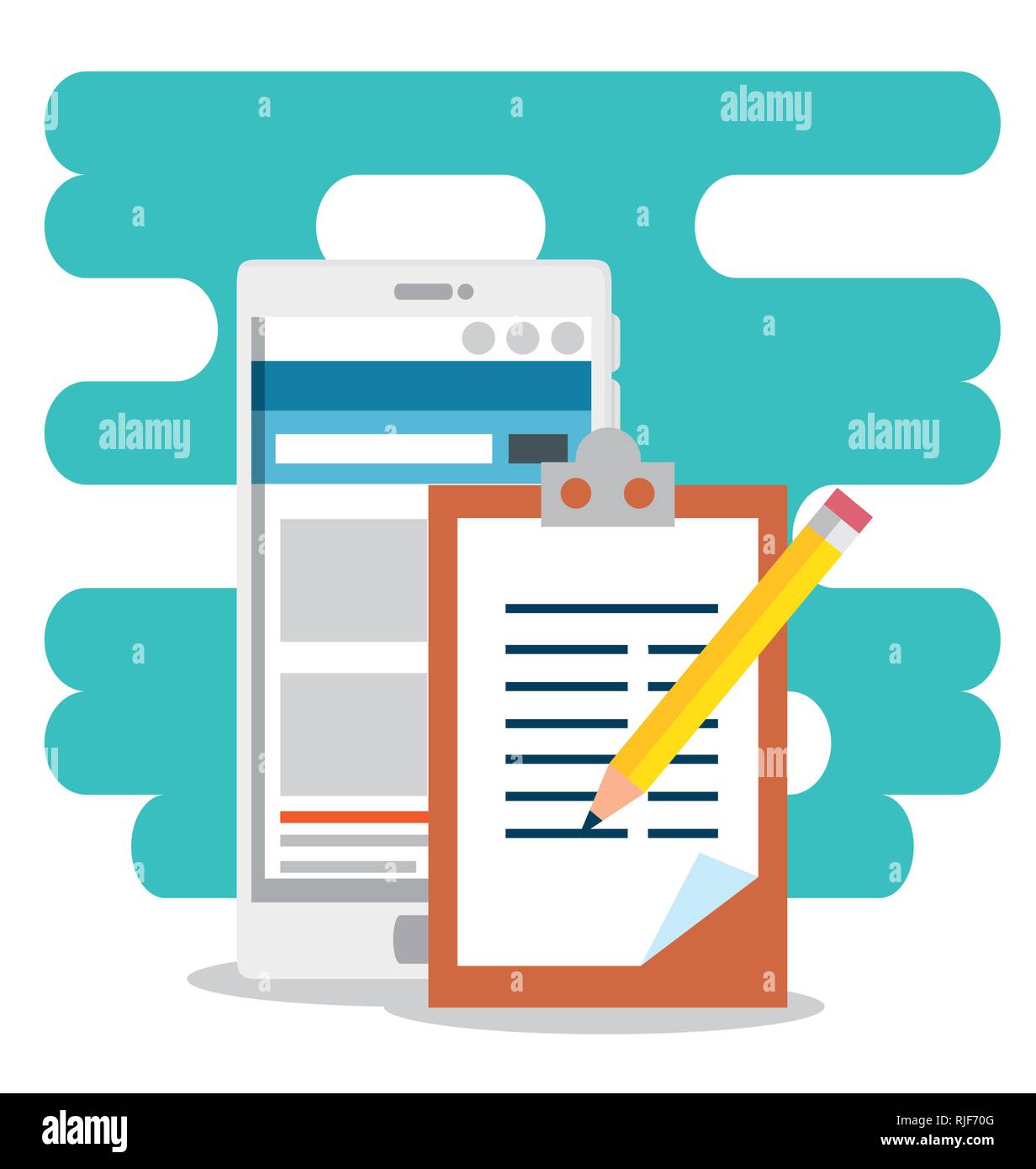 business check list and smartphone website Stock Vector