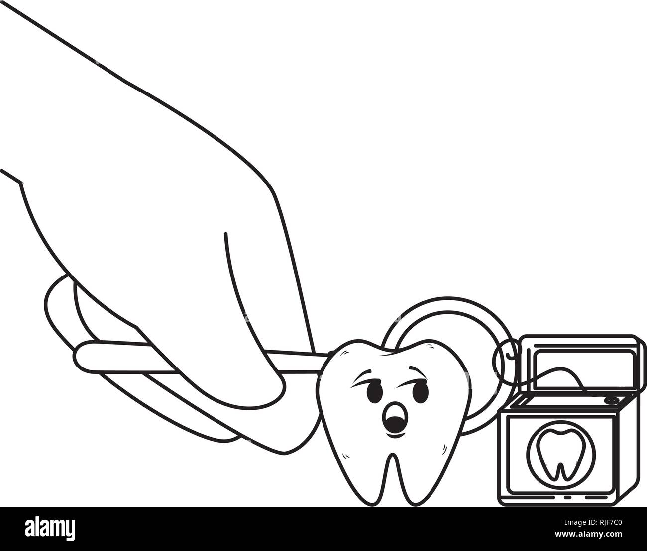 comic teeth with floss kawaii character Stock Vector Image & Art - Alamy