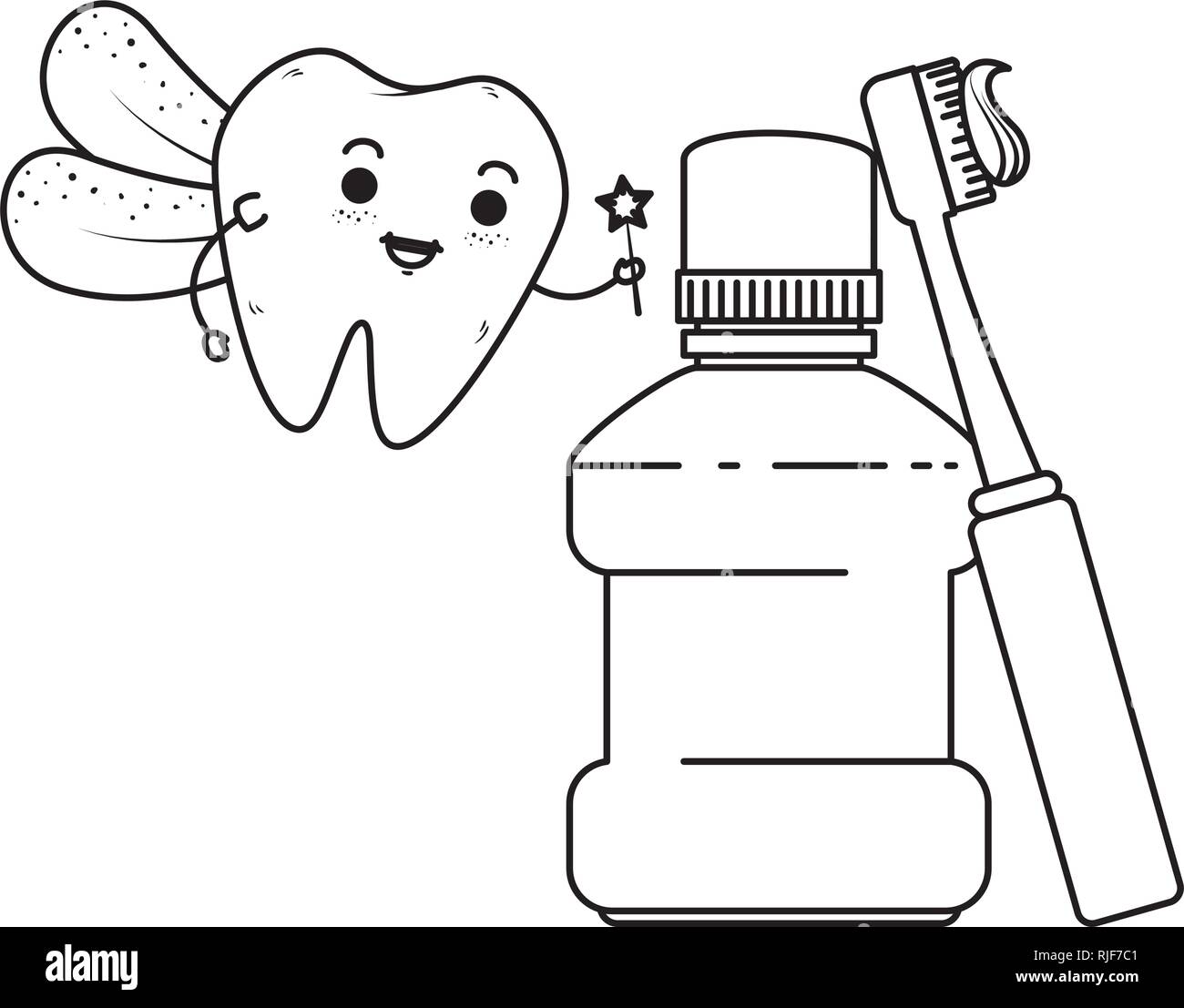 comic tooth with mouthwash kawaii character Stock Vector Image & Art ...