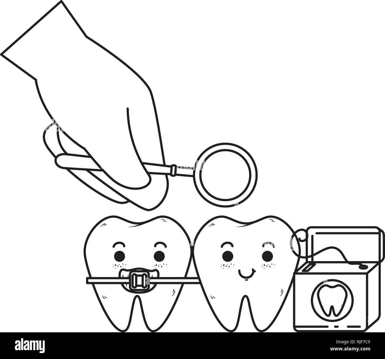 comic teeth with floss kawaii character Stock Vector Image & Art - Alamy