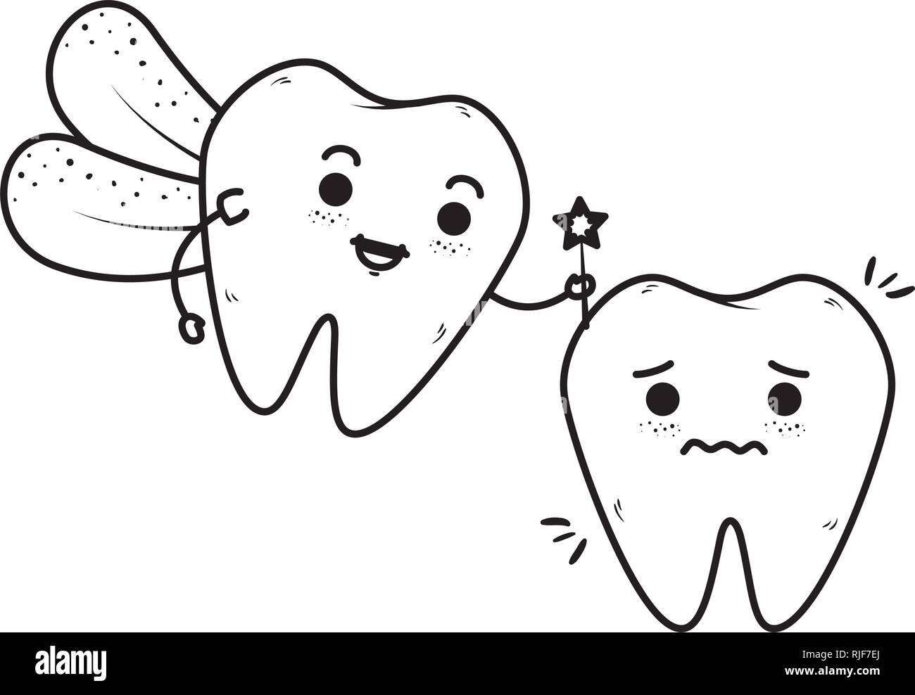 comic teeth couple with fairy kawaii characters Stock Vector Image ...