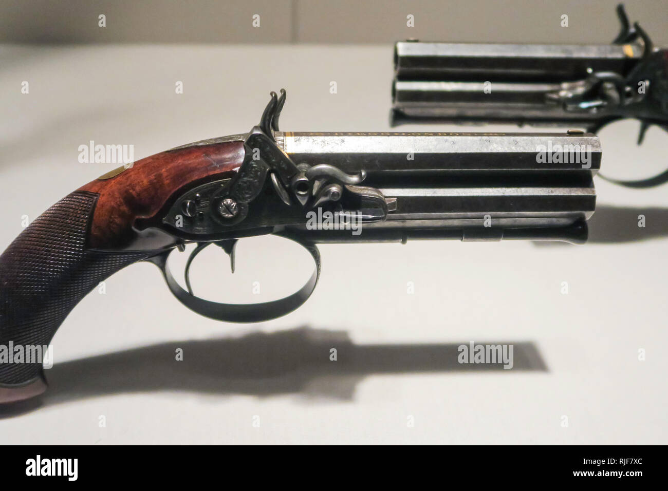 'The Art of London Firearms' Exhibit at the Metropolitan Museum of Art, NYC, USA Stock Photo