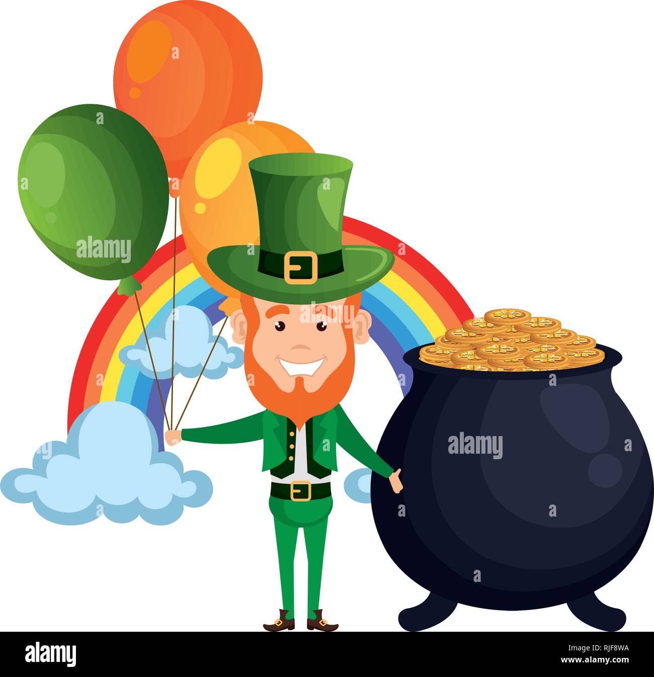 leprechaun with cauldron and rainbow Stock Vector Image &amp; Art - Alamy