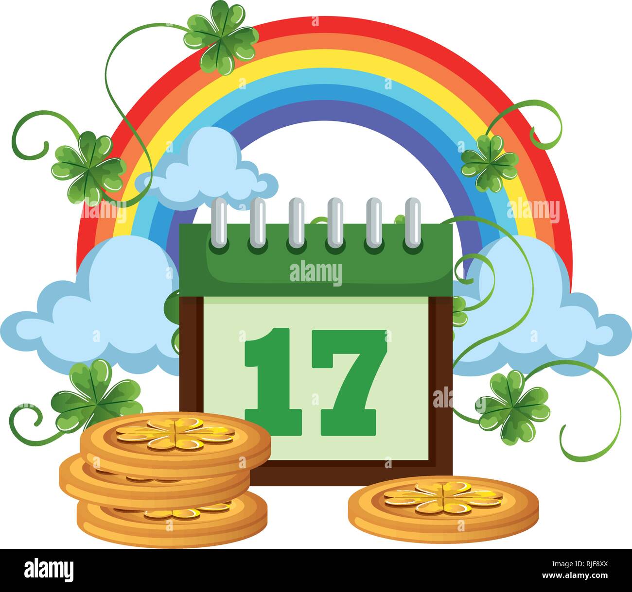 coins pile with calendar and rainbow Stock Vector Image & Art - Alamy