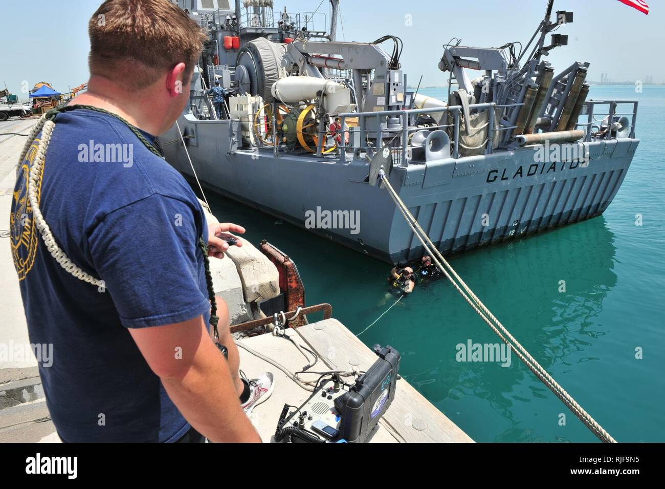 MINA SALMAN PIER, Bahrain (April 2, 2013) Navy Diver 1st Class James
