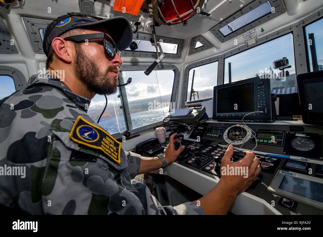 AT SEA (July 17, 2018) Royal Australian Navy Leading Seaman Boatswain's Mate Elliott Smith