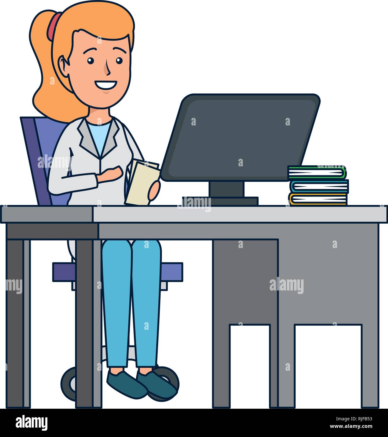 young dentist female in office Stock Vector