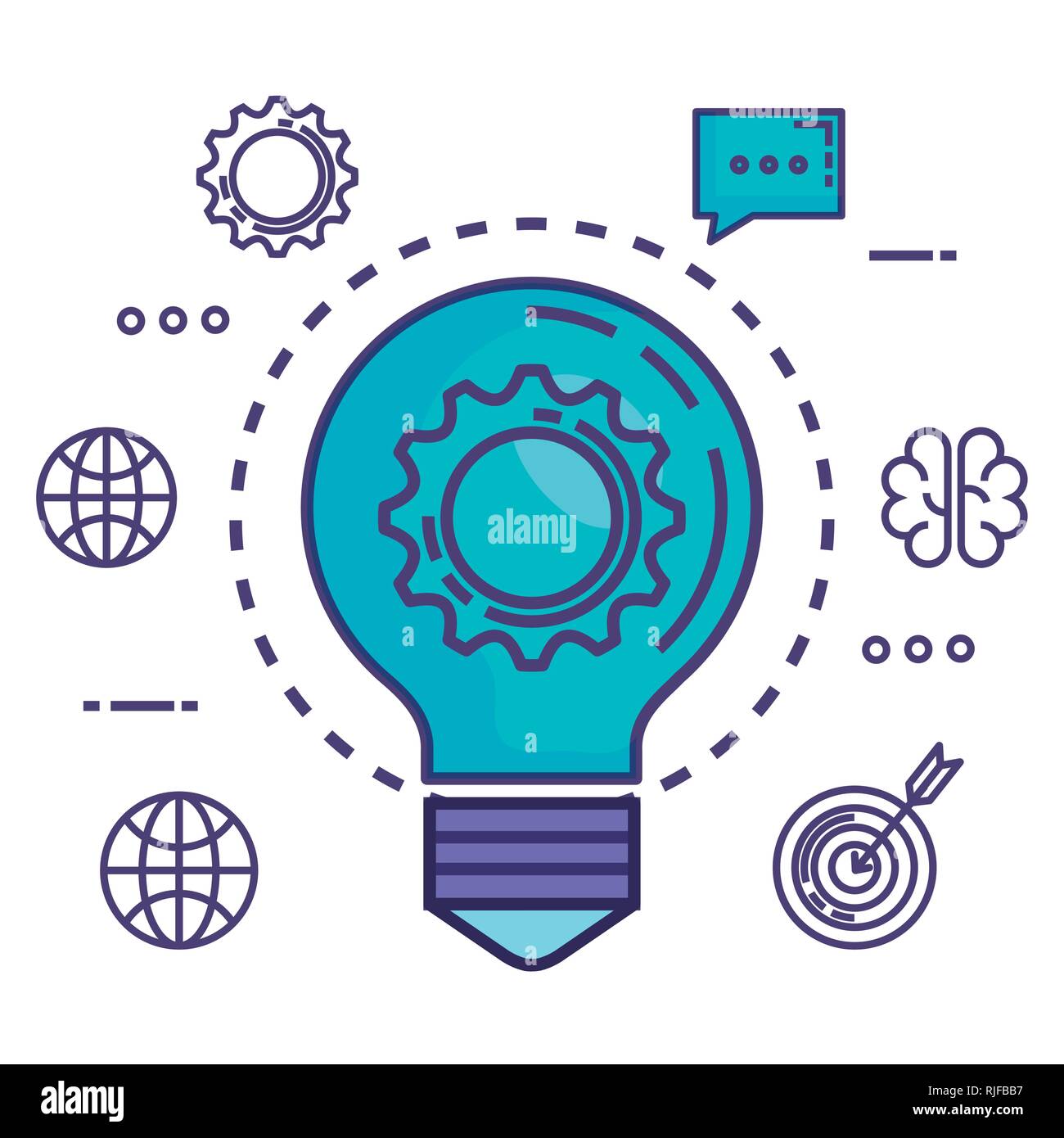 bulb light with innovation icons Stock Vector