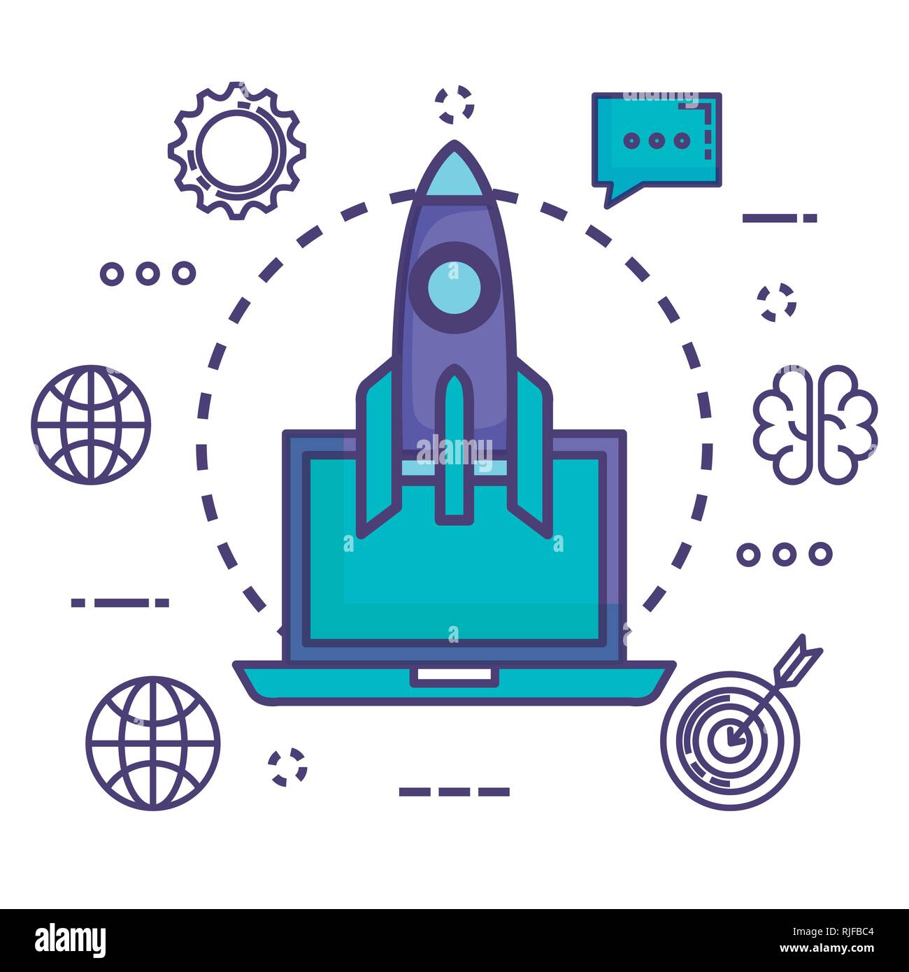 laptop with innovation icons Stock Vector