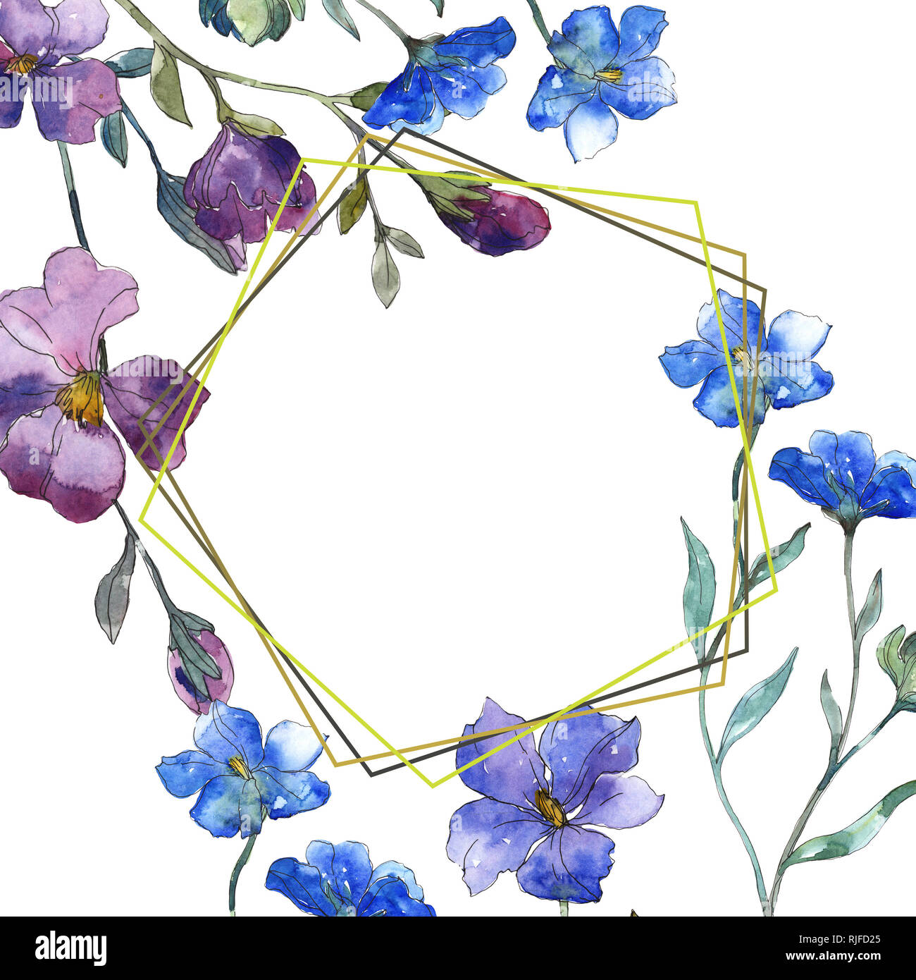 Blue Purple Flax Floral Botanical Flower Wild Spring Leaf Wildflower Isolated Watercolor Background Illustration Set Watercolour Drawing Fashion Aq Stock Photo Alamy