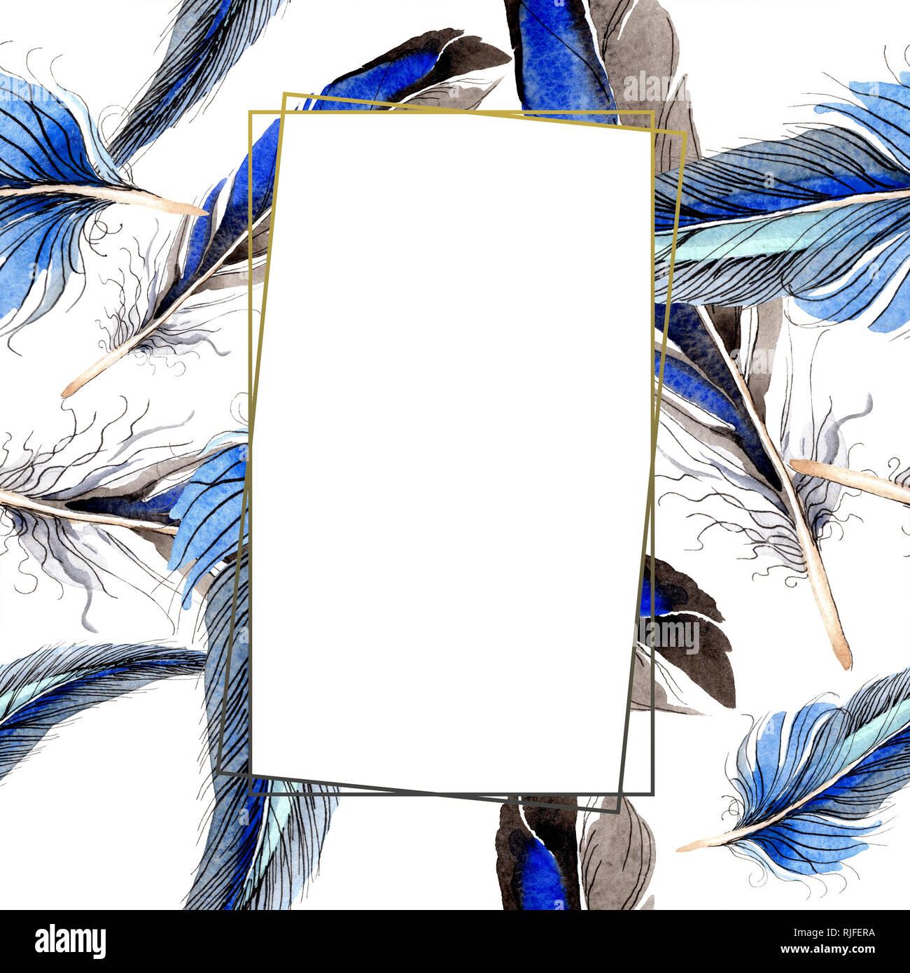 Bird feather from wing isolated. Watercolor background illustration set ...
