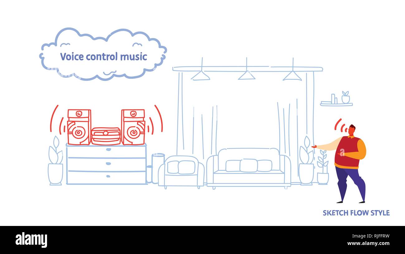 home stereo system controlled by man smart speaker recognizes commands