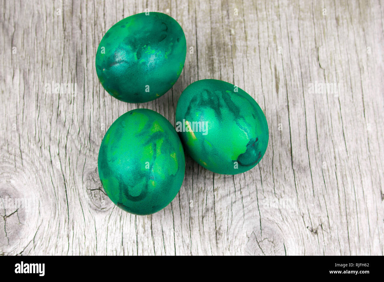 top view dyed eastern eggs Stock Photo