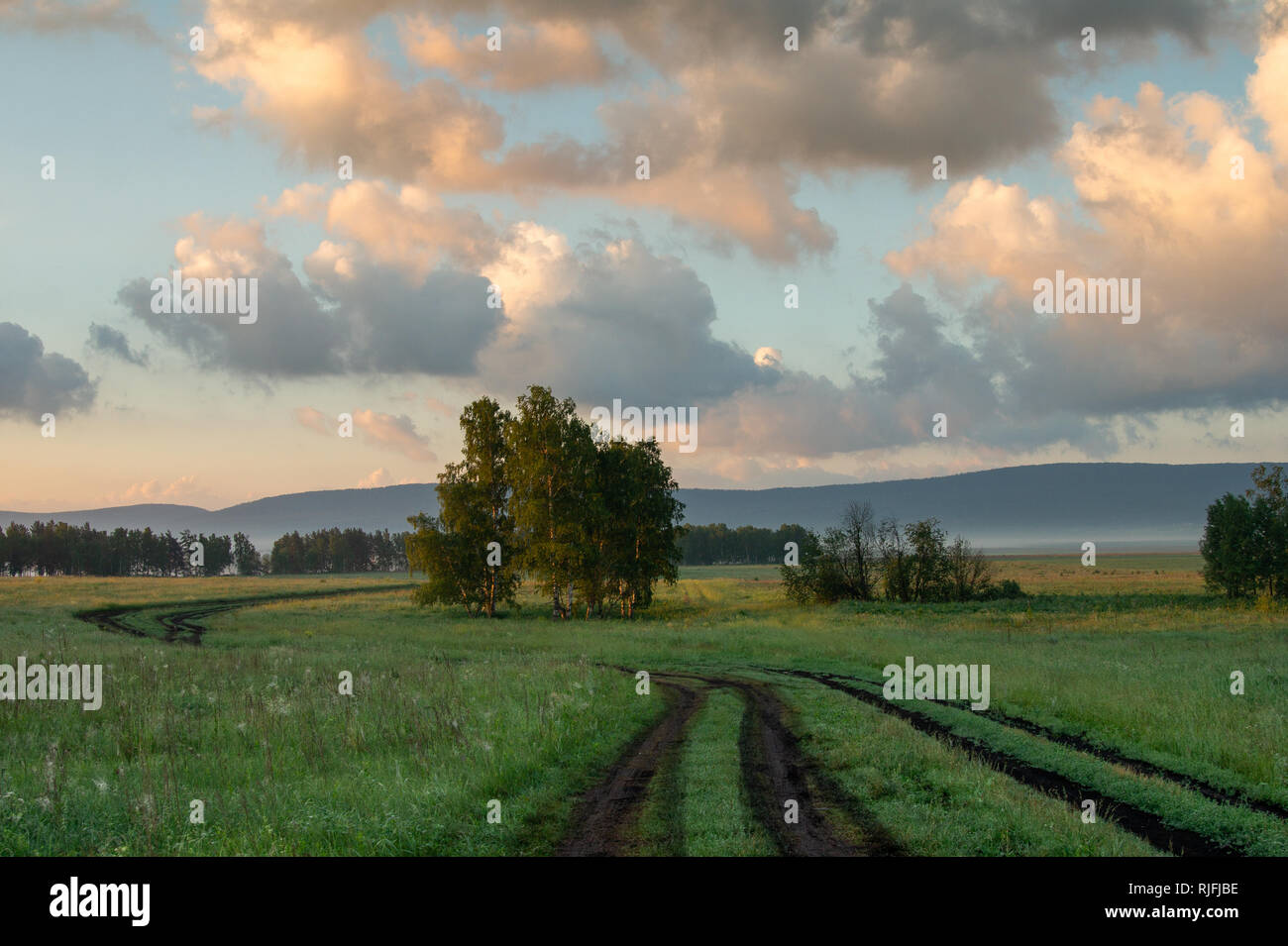 Bright sunrise in a warm July morning. Landscape Stock Photo Alamy