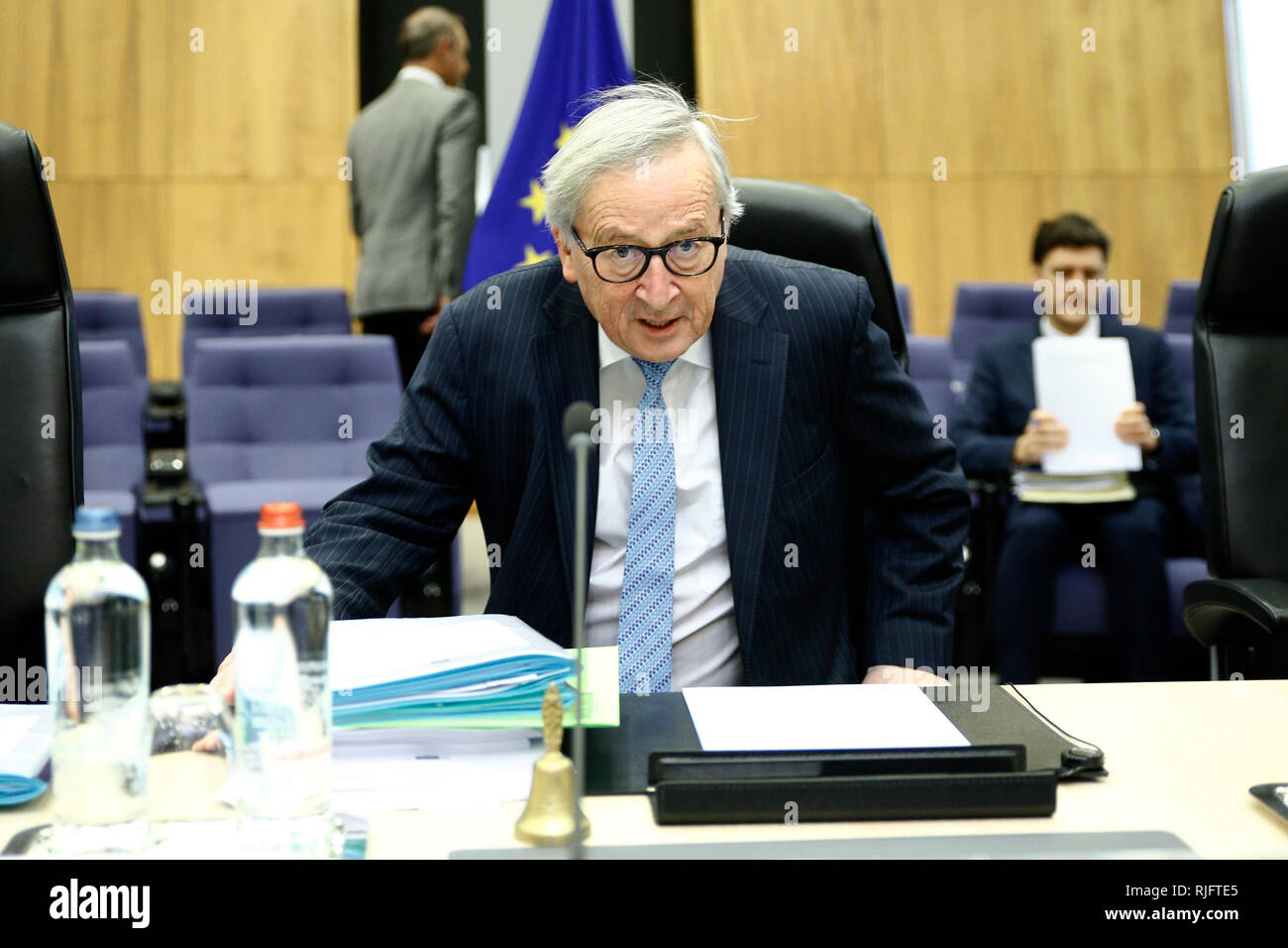 Brussels, Belgium. 6th Feb. 2019.President of the European Commission, Jean-Claude Juncker attends in a Weekly EU Commission College meeting. Alexandros Michailidis/Alamy Live News Stock Photo
