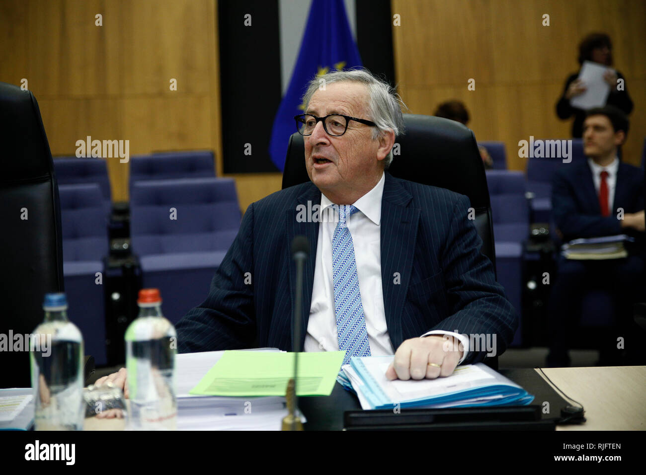 Brussels, Belgium. 6th Feb. 2019.President of the European Commission, Jean-Claude Juncker attends in a Weekly EU Commission College meeting. Alexandros Michailidis/Alamy Live News Stock Photo