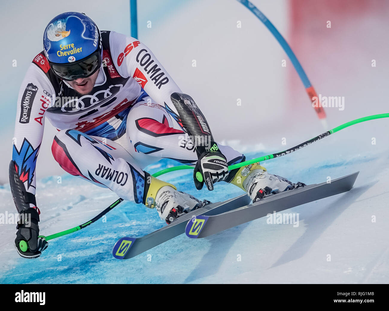 Are, Sweden. 06th Feb, 2019. Alpine skiing, World Championship, Super G, Men Nils Allegre from