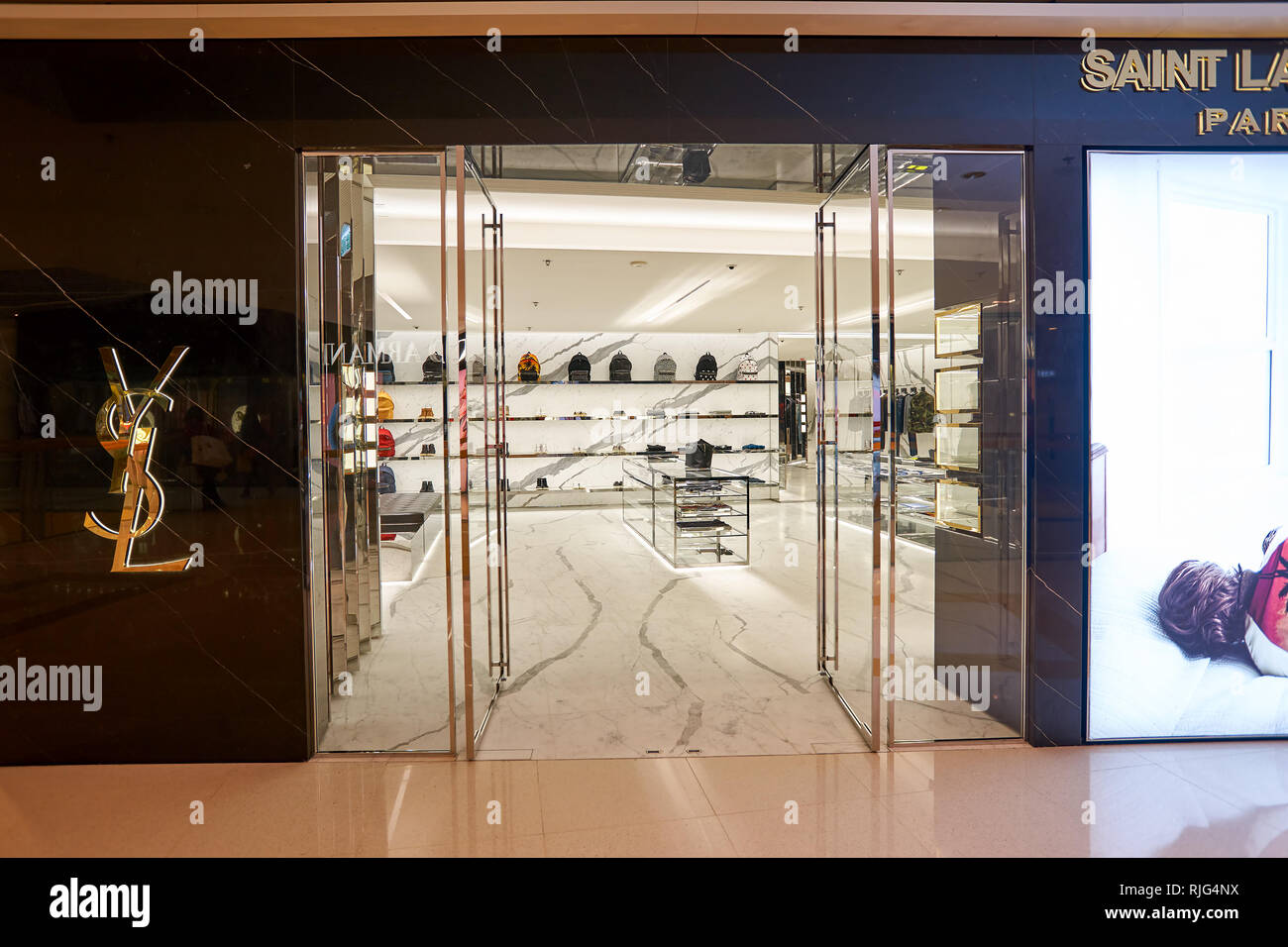 HONG KONG - JANUARY 26, 2016: YSL store at Elements Shopping Mall. Yves ...