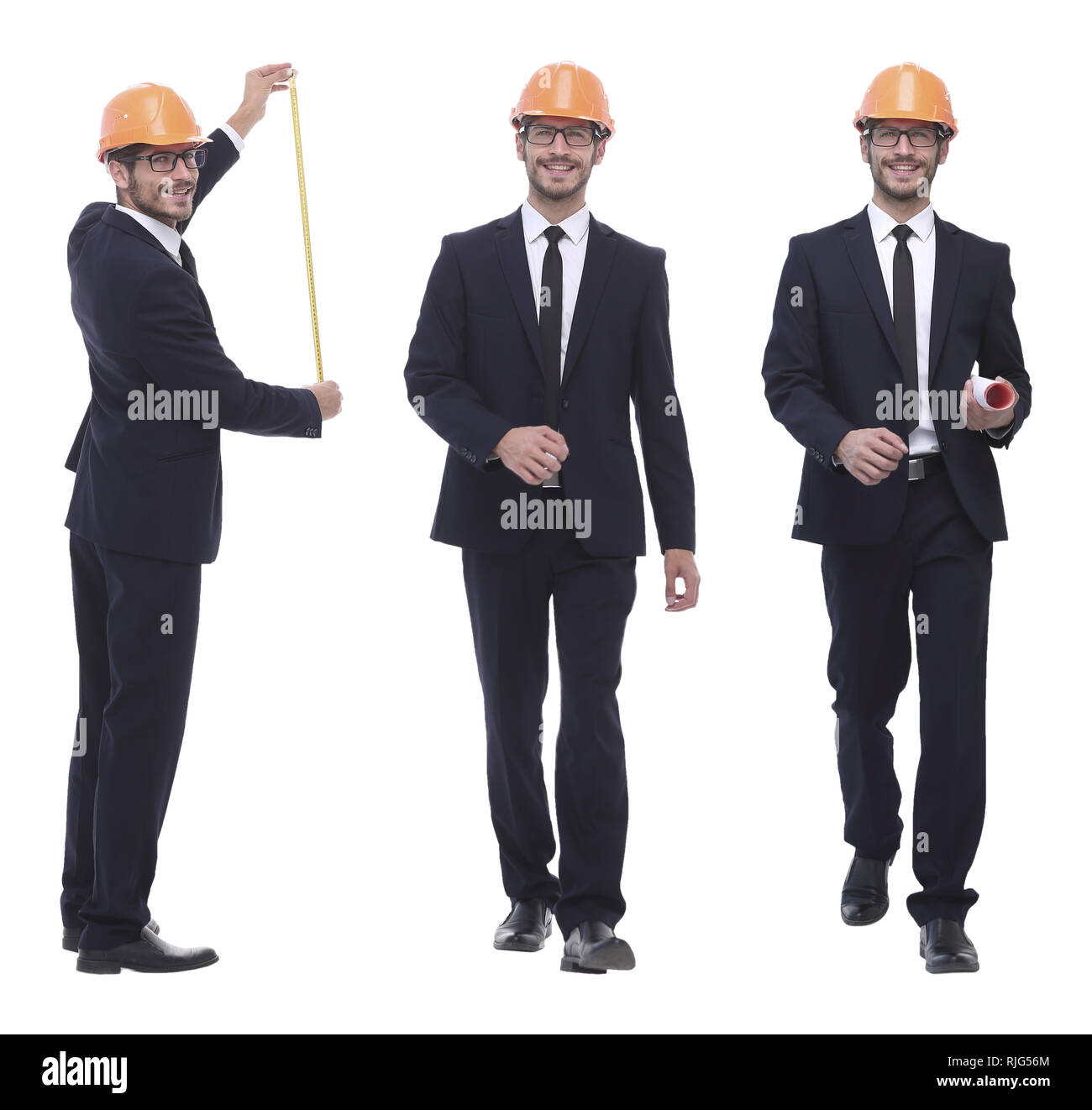 in full growth .successful architect engineer in orange helmet Stock ...