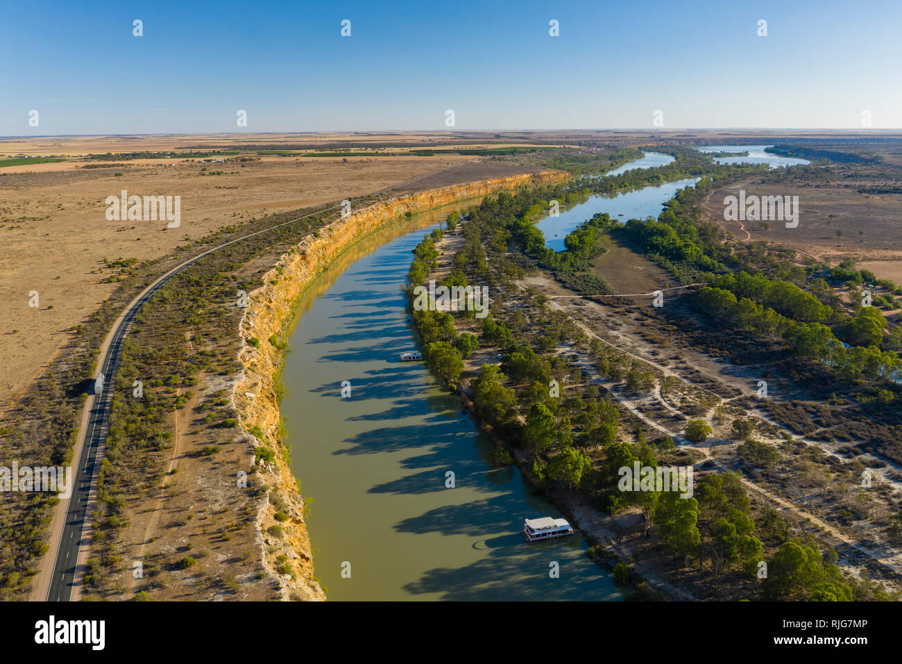 Aerial view of Murray River in South Australia Stock Photo
