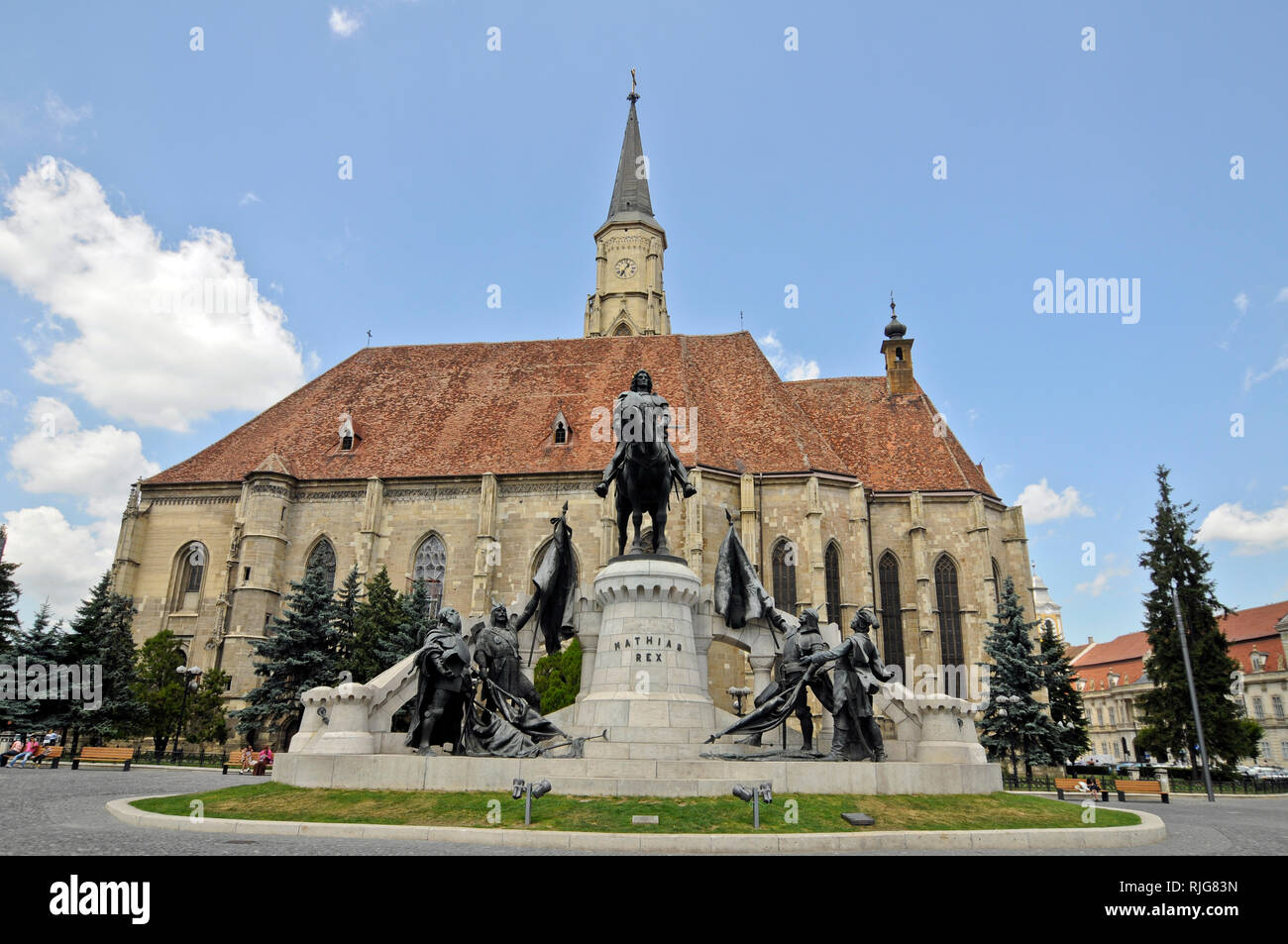 St. Michael's Church at Unirii Square (Union Square). Cluj-Napoca, Romania Stock Photo