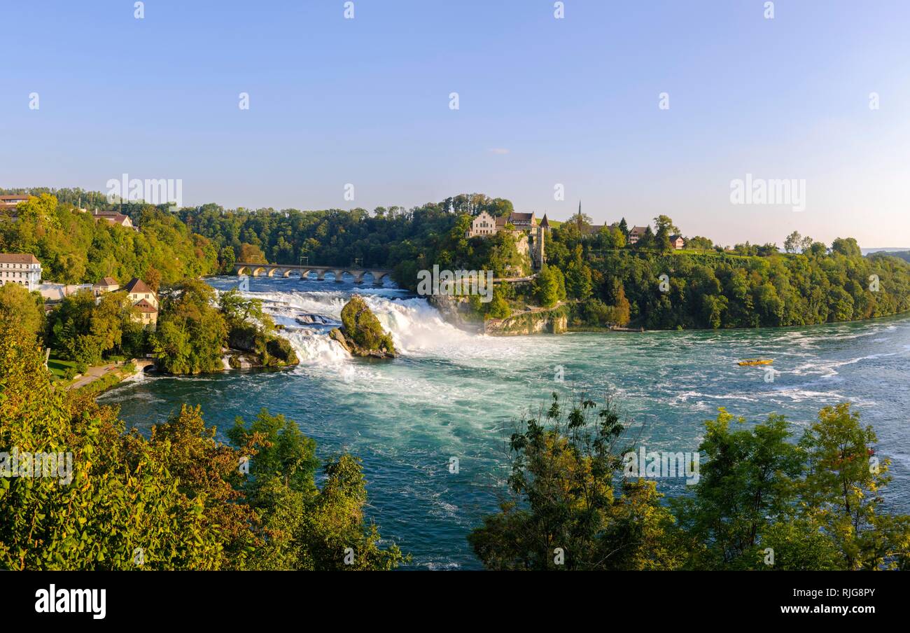 Rhine Falls with Laufen Castle, at Schaffhausen, Canton of Schaffhausen, Switzerland Stock Photo