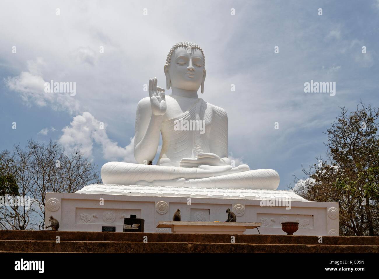 White Buddha Statue, Mihintale Temple, Sri Lanka Stock Photo