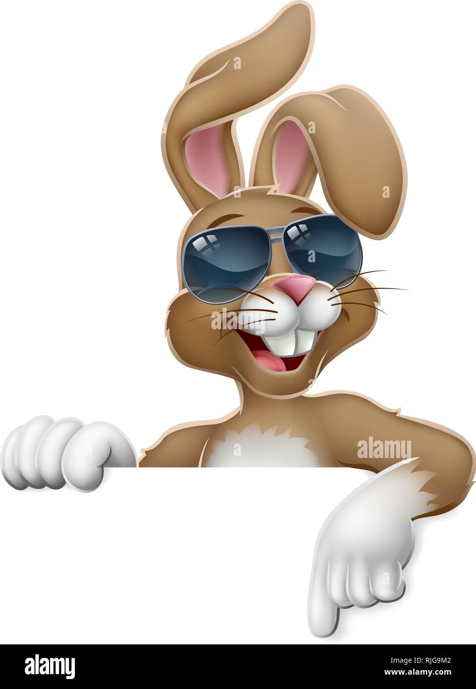 Easter Bunny Cool Rabbit Pointing Cartoon Stock Vector
