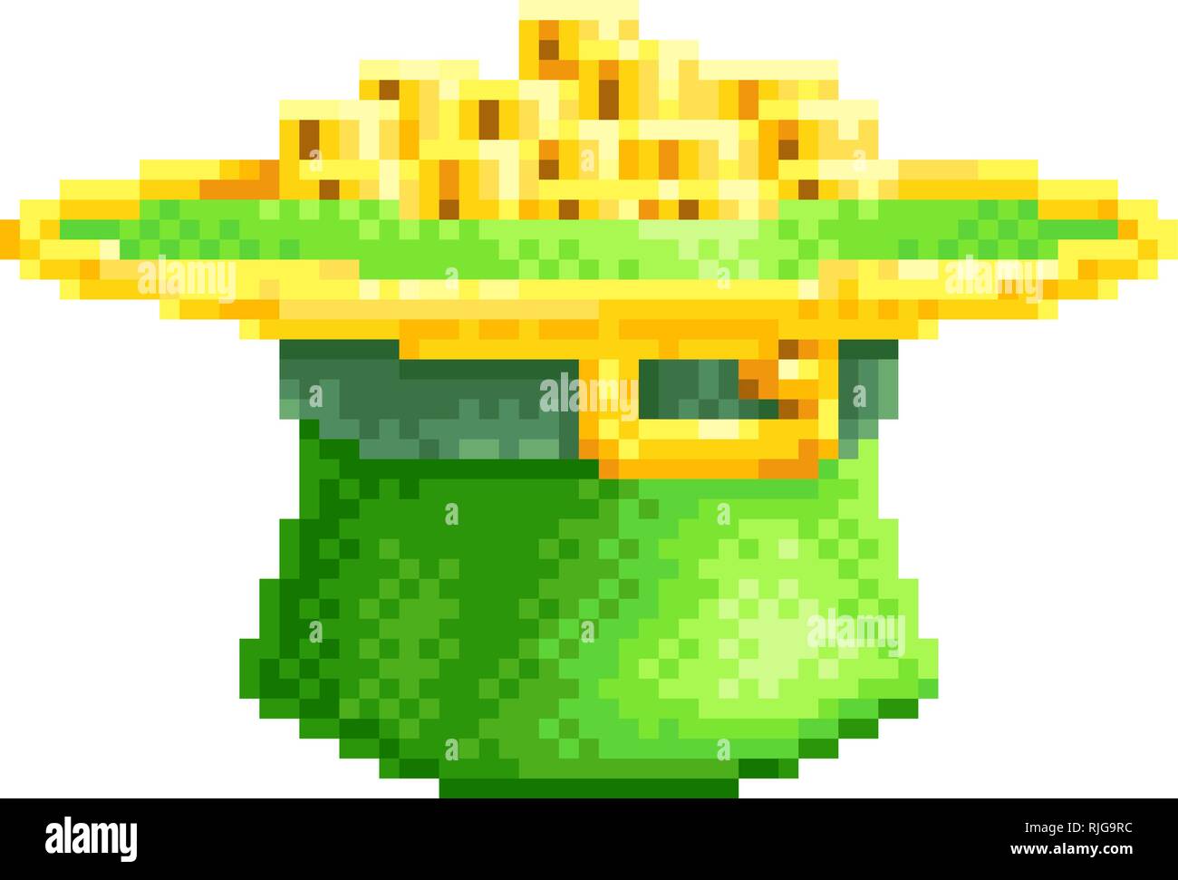 St Patricks Day Leprechaun Hat Pixel Art Icon Stock Vector