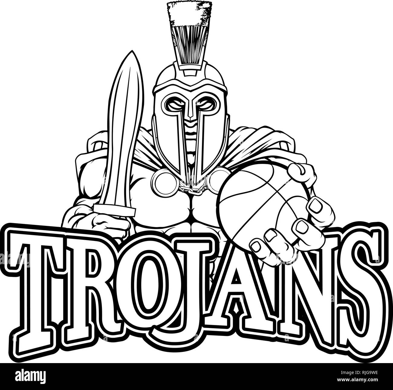 Spartan Trojan Basketball Sports Mascot Stock Vector