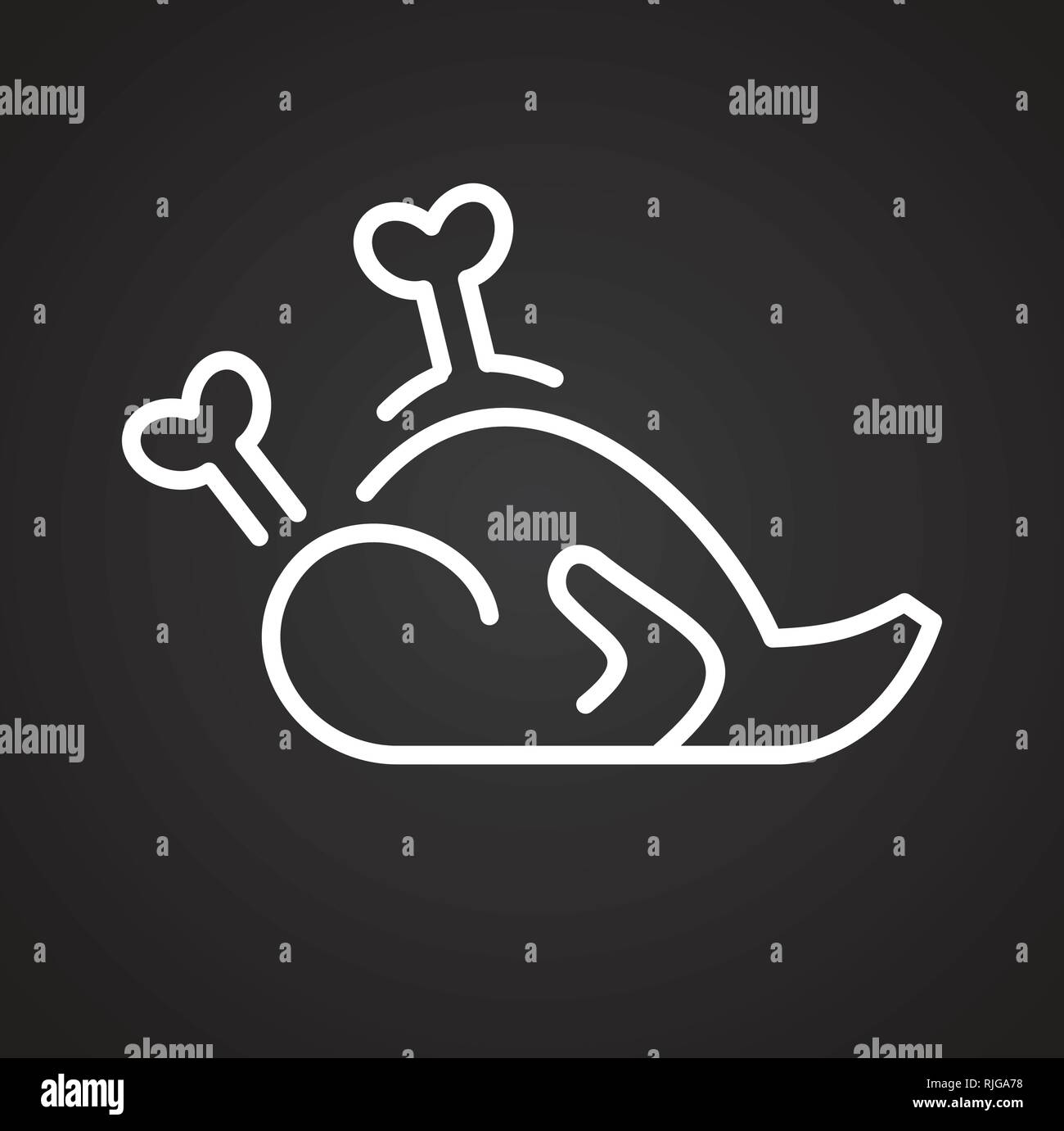 Chicken line icon on black background for graphic and web design ...