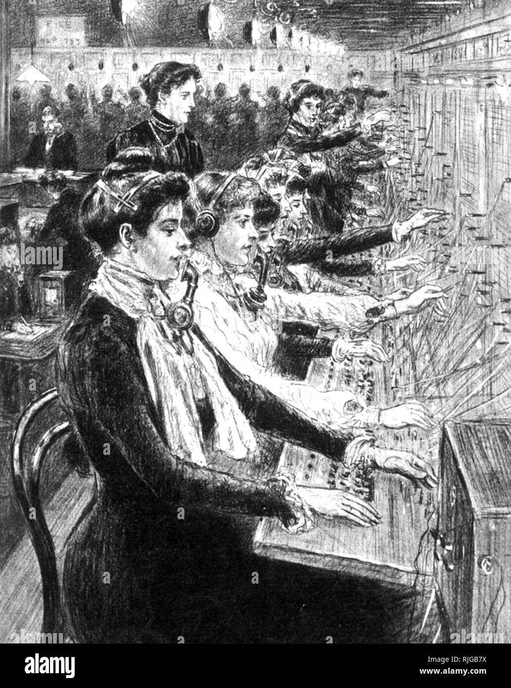 ENGLISH TELEPHONE EXCHANGE about 1890 Stock Photo