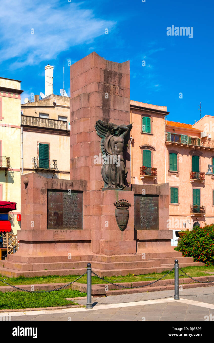 Bosa, Sardinia / Italy - 2018/08/13: Memorial of the Fallen - Monumento ai Caduti - at the Corso Vittorio Emanuele in the Bosa city center Stock Photo