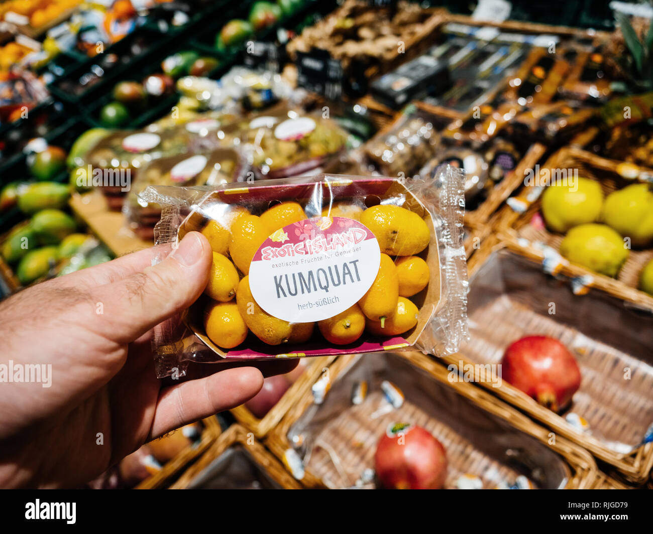 FRANKFURT, GERMANY NOV 25, 2017 Male customer point of view buying