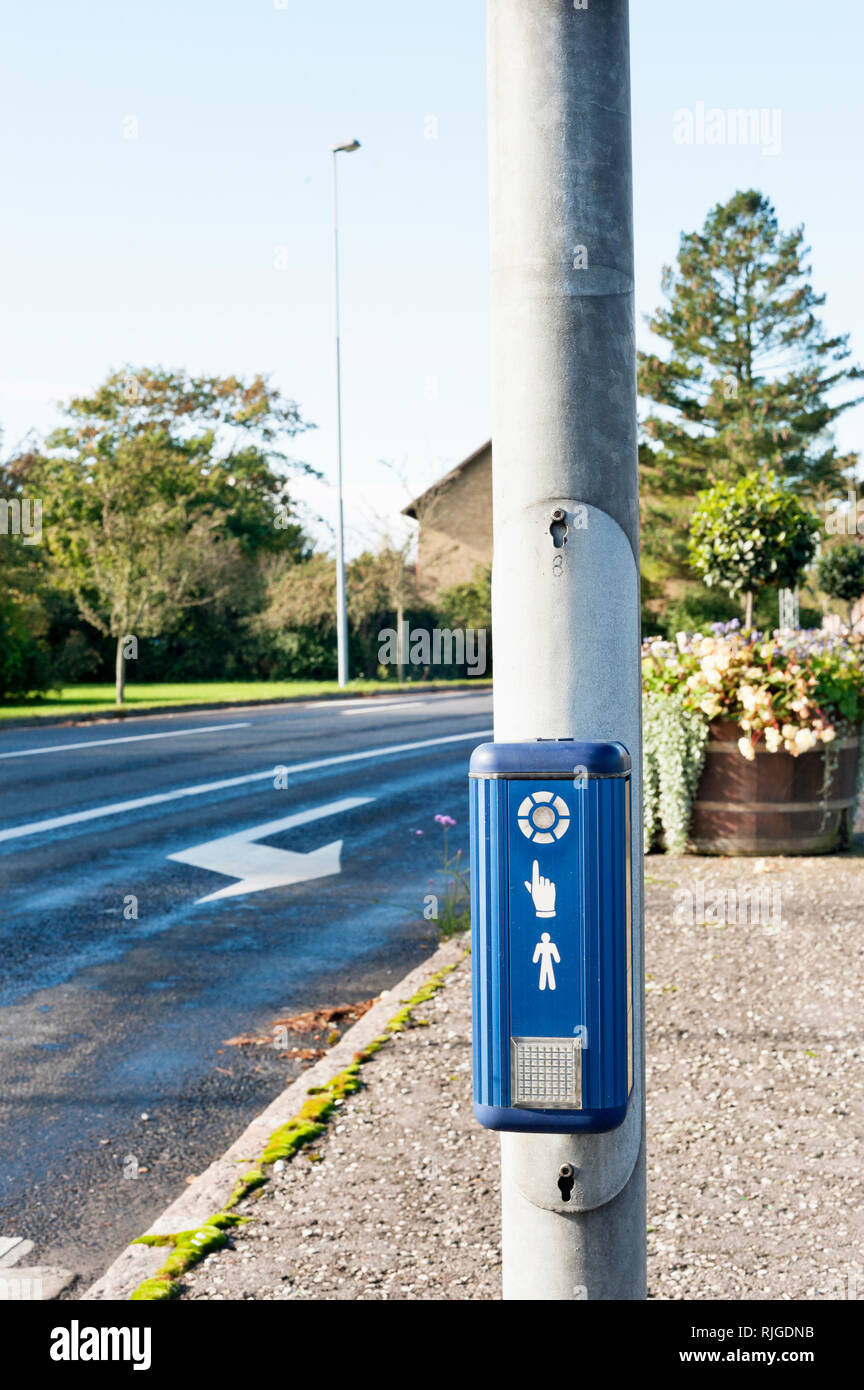 Pedestrian crossing button Stock Photo