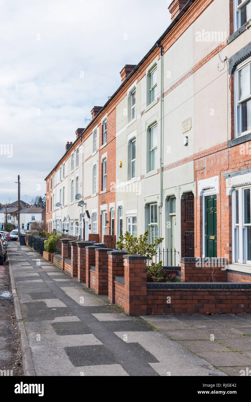 Row of Victorian terraced houses in Park Hill Road in the smart