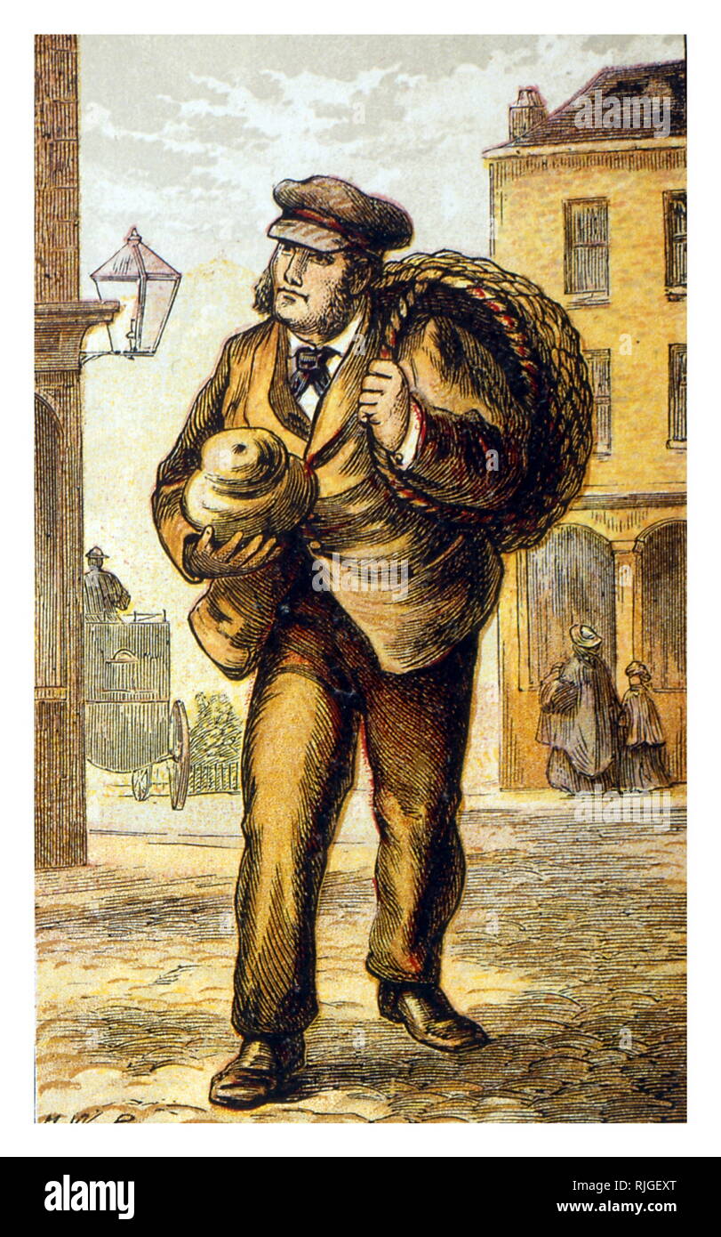 The bread Seller, London street worker, Illustration, 1875 Stock Photo